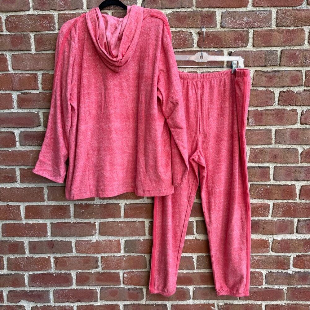 Stan Herman Coral Plush Hoodie Lounge Set Womens 1X Cozy Soft New - Picture 9 of 10